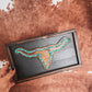 Wooden + Turquoise Inlay Bull Hardwood Timber Sign - The Western Boho Co