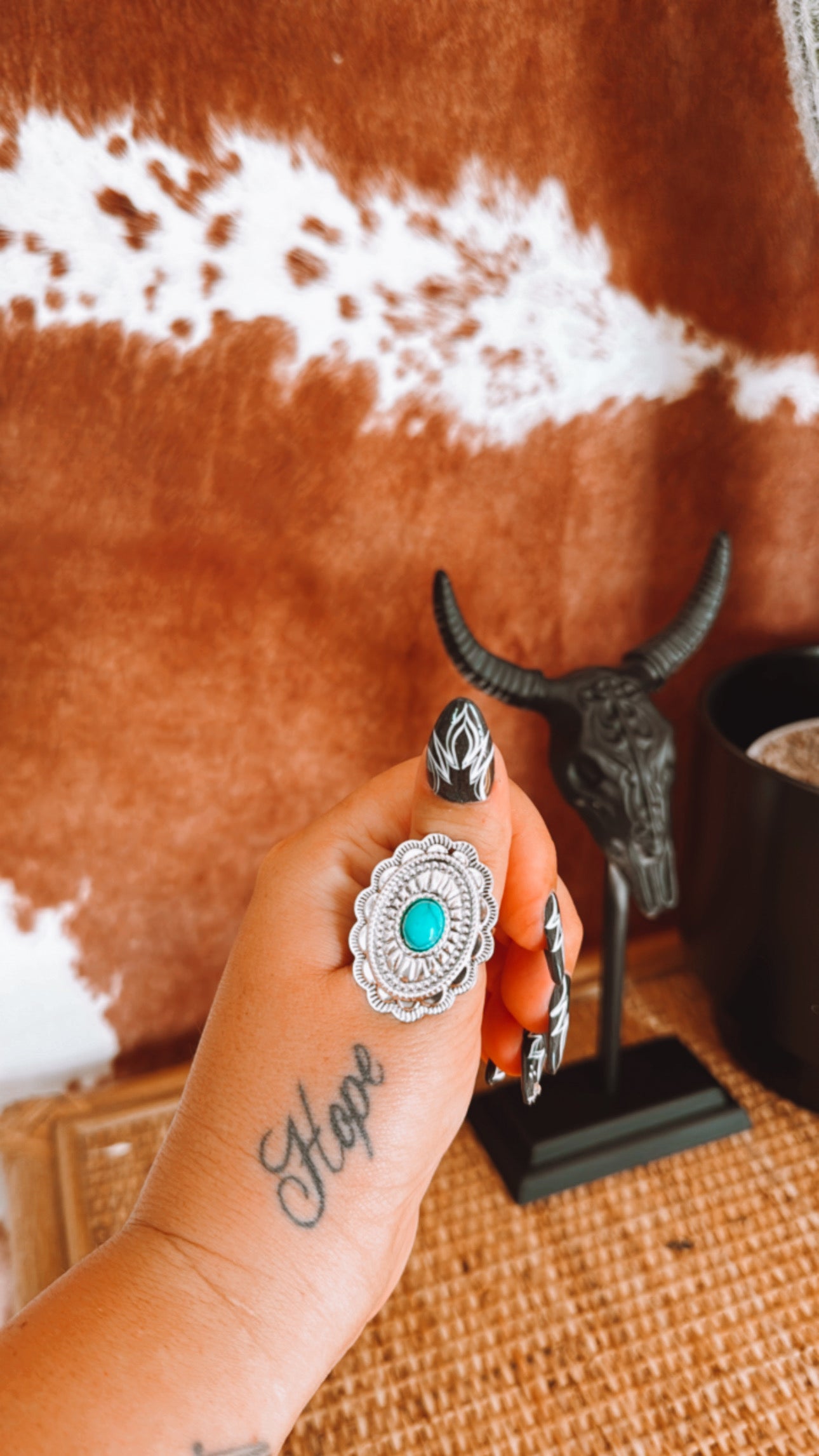 Concho + Turquoise Stone Western Ring - The Western Boho Co