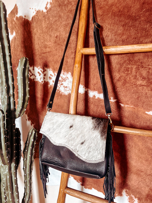 Black Wave Cowhide Crossbody Bag - The Western Boho Co