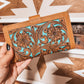 Tan + Turquoise Tooled Leather Wallet - The Western Boho Co