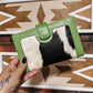 Green Leather + Black Cowhide Wallet - The Western Boho Co