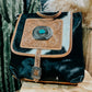 Tooled Leather + Cowhide Turquoise Concho Backpack