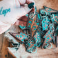 Turquoise Tooled Lightning Bolt Keyring - The Western Boho Co