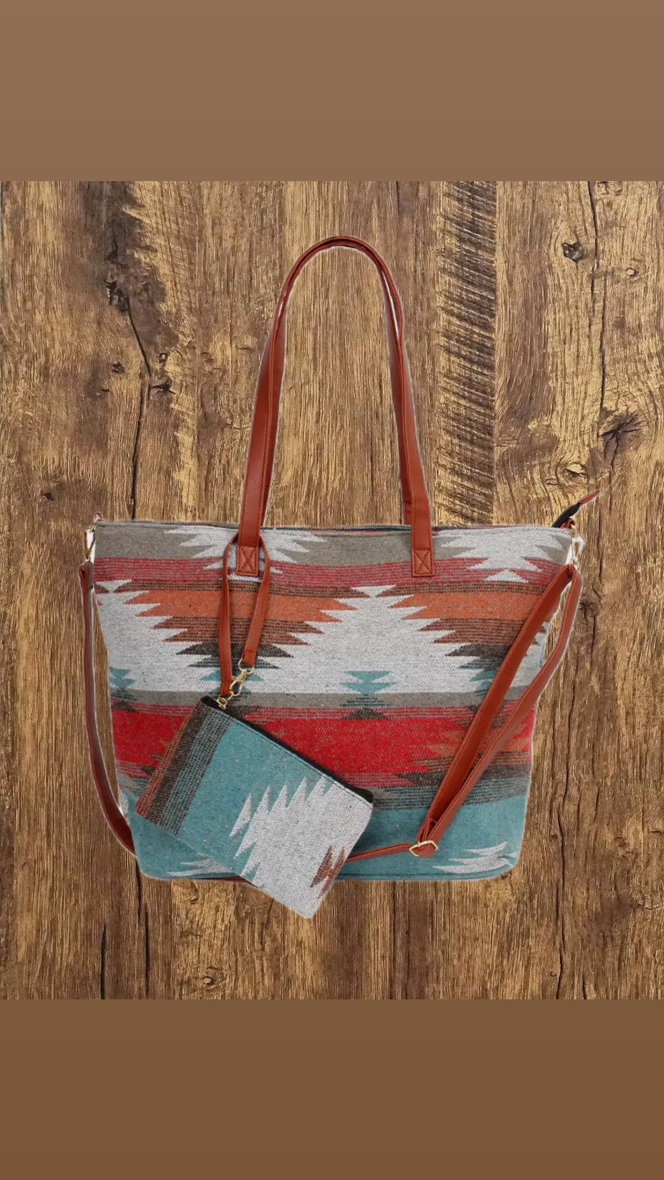 Aztec Tote Bag W/Clutch - The Western Boho Co