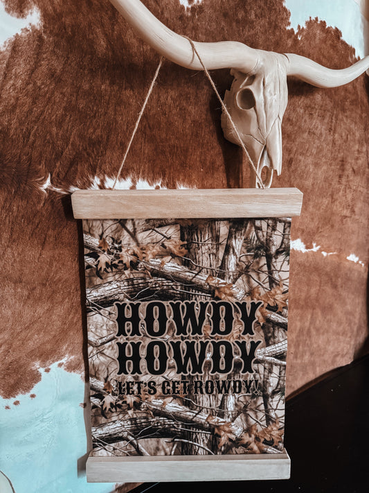 HOWDY HOWDY Let’s Get Rowdy Realtree Hanging Canvas Frame - The Western Boho Co