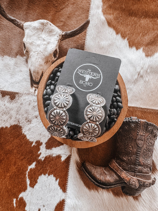 Silver Concho Large Hoops - The Western Boho Co