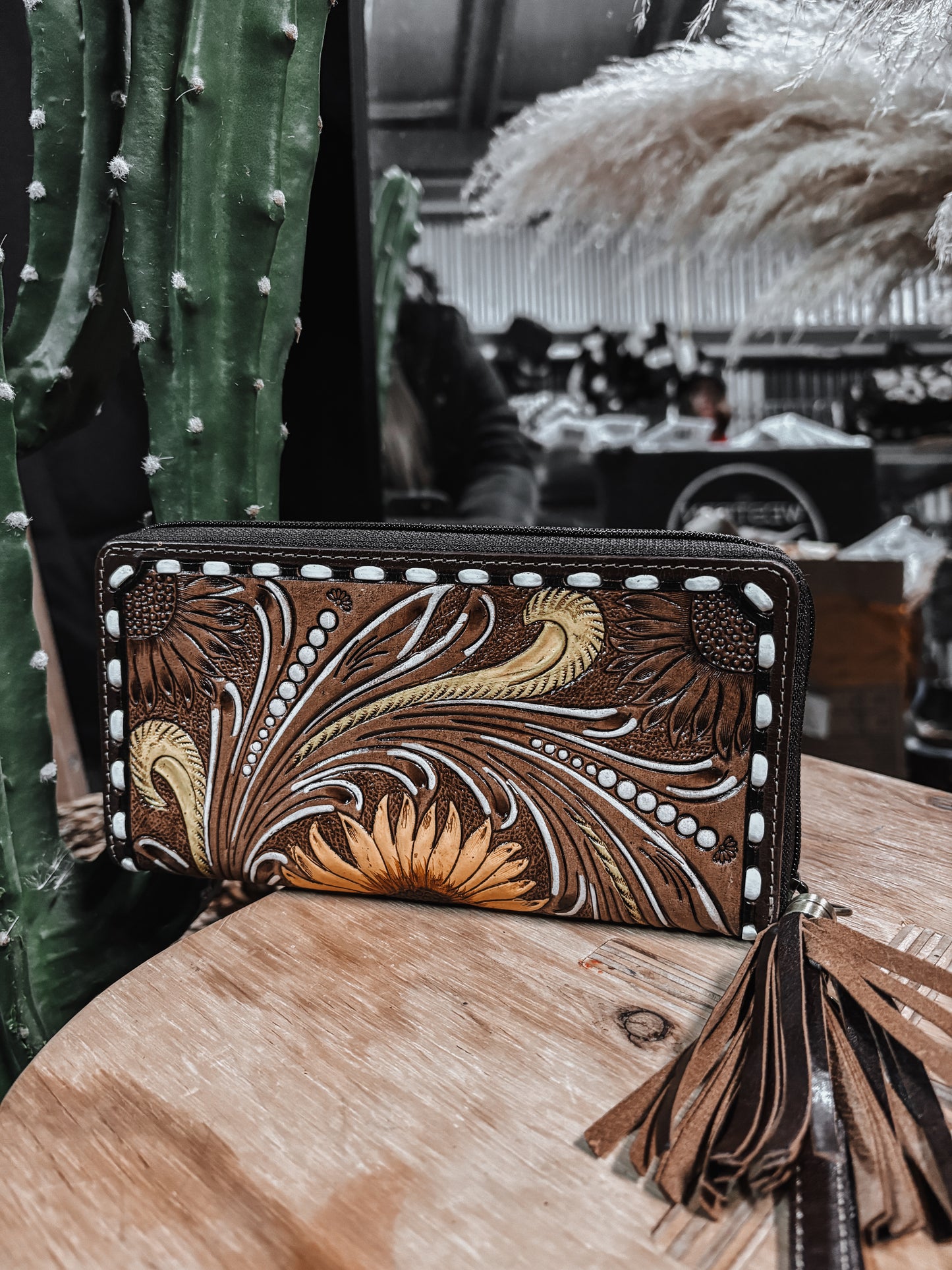 Tooled Sunflower Wallet