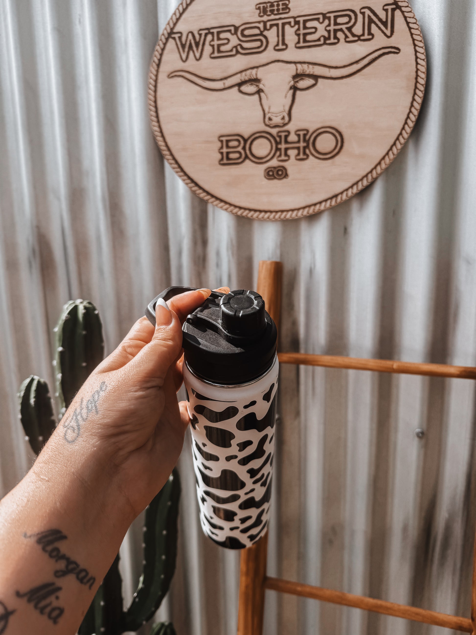 Cow Print Insulated Drink Bottle - The Western Boho Co