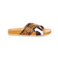 PRE ORDER Black Cowhide + Tooled Cross Sandals - The Western Boho Co