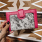 Hot Pink Leather + Black Cowhide Wallet - The Western Boho Co