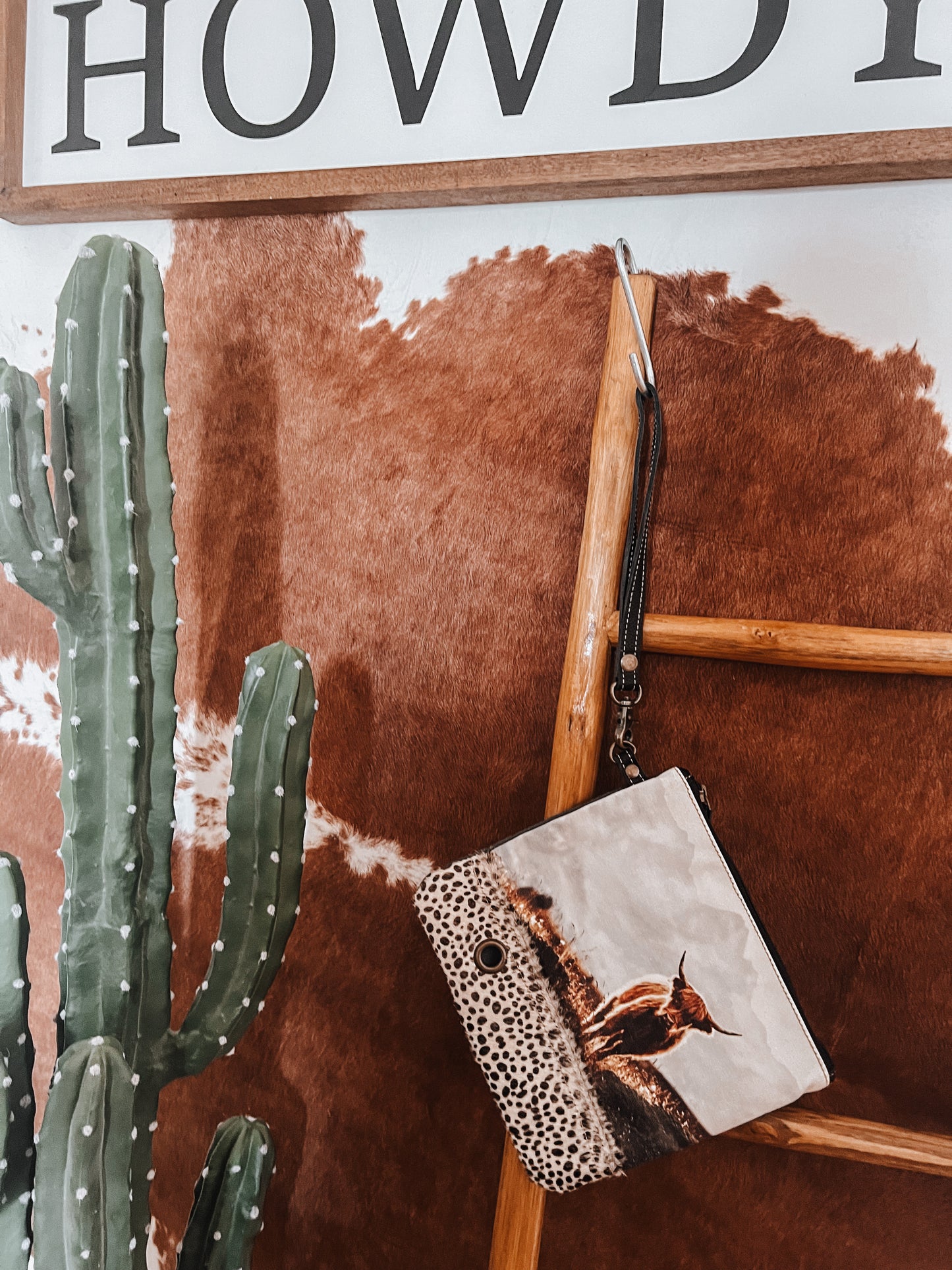 Highlander + Speckle Cowhide Clutch - The Western Boho Co