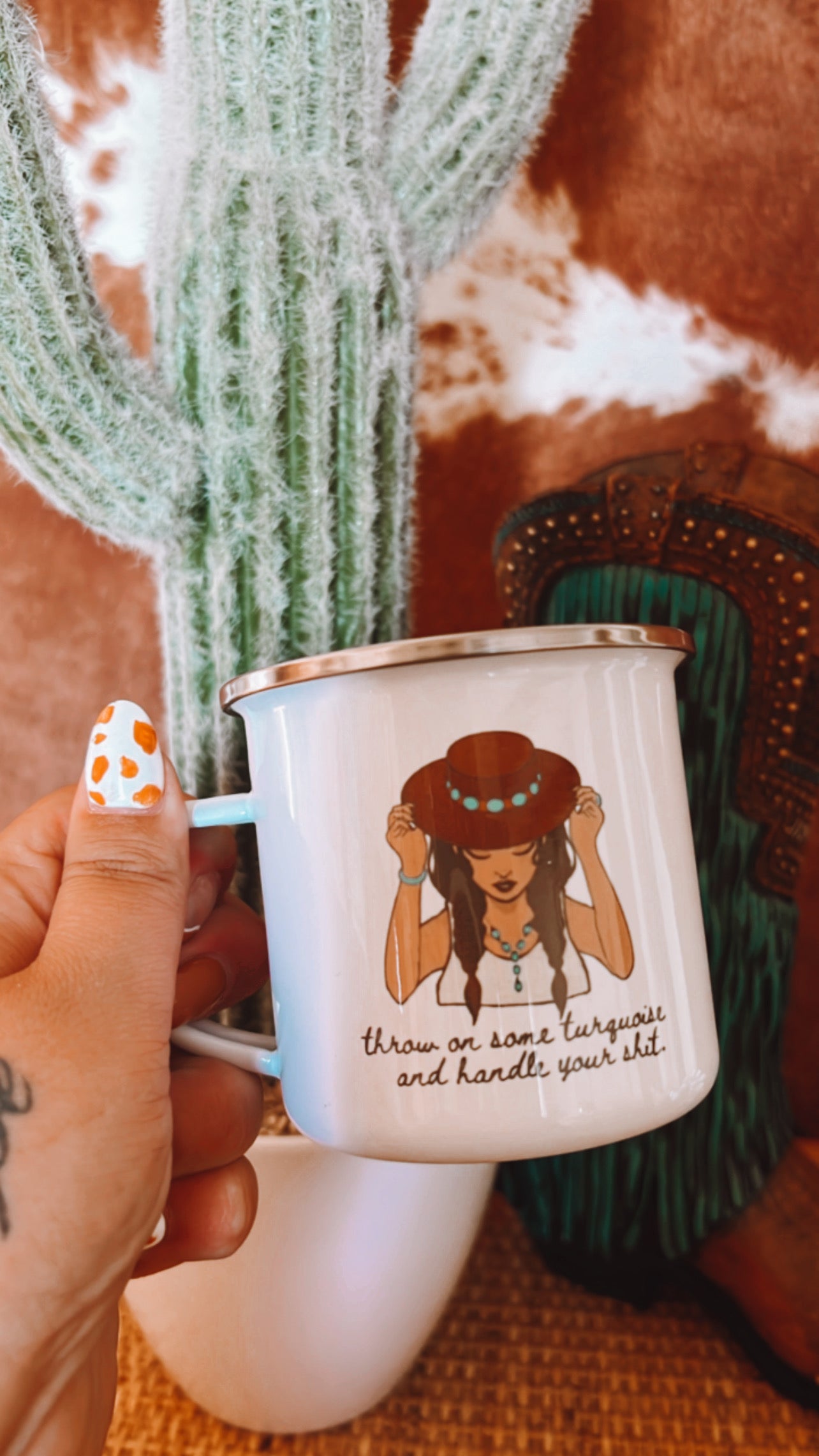 Western Enamel Camping Mug - The Western Boho Co