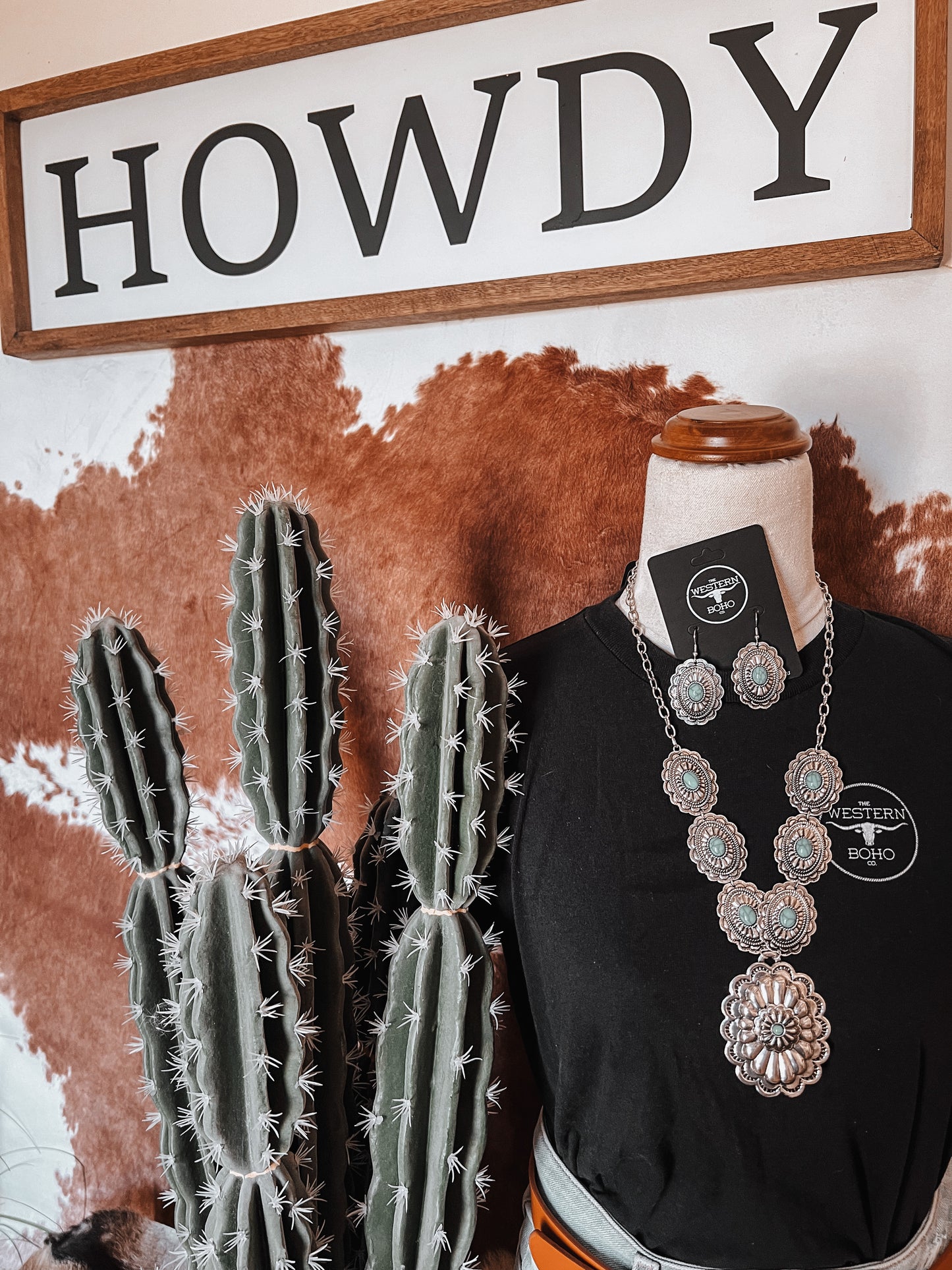 Turquoise Concho Necklace + Earring Set - The Western Boho Co