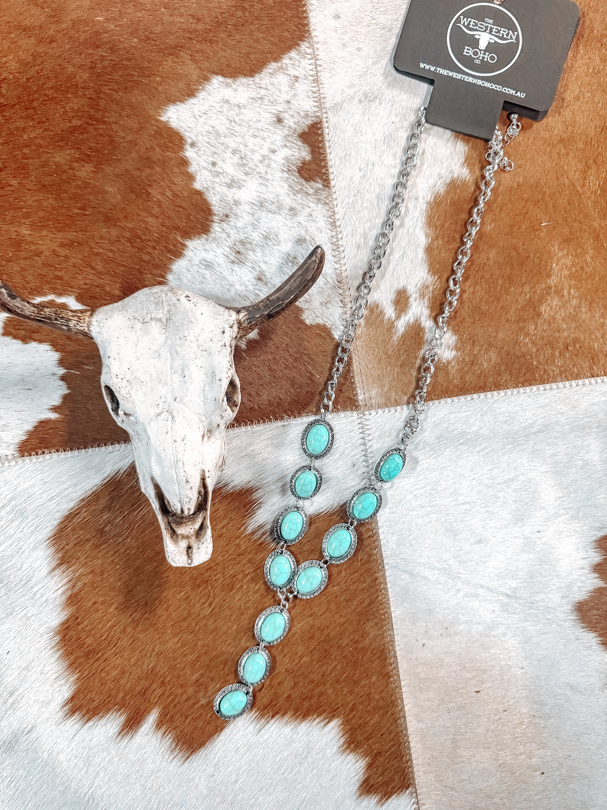 Silver + Turquoise Gem Necklace - The Western Boho Co