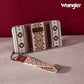 PRE ORDER White Wrangler Aztec Southwestern Pattern Canvas Wallet With Wristlet Strap - The Western Boho Co