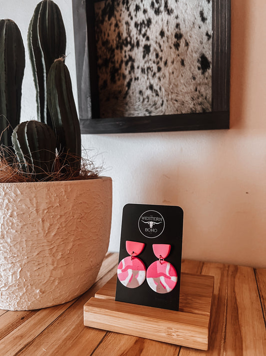 Pink Geometric Earrings - The Western Boho Co