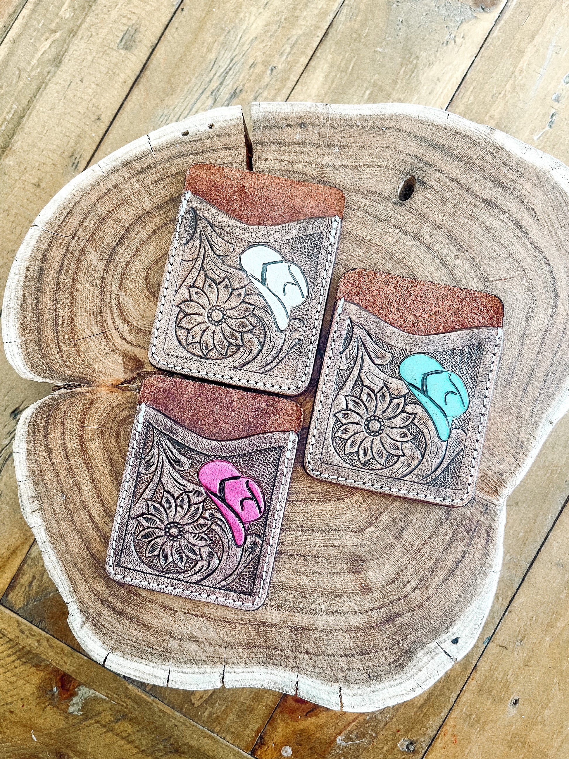 Cowboy Boot Tooled Leather Card Wallet - The Western Boho Co