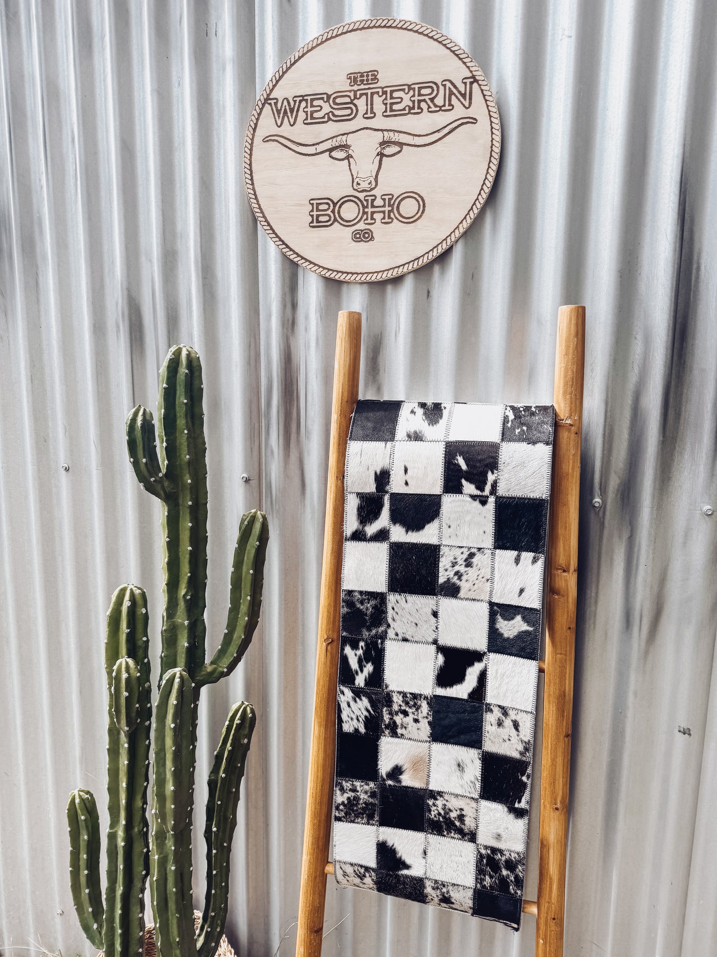 Black + White Patch Table Runner - The Western Boho Co