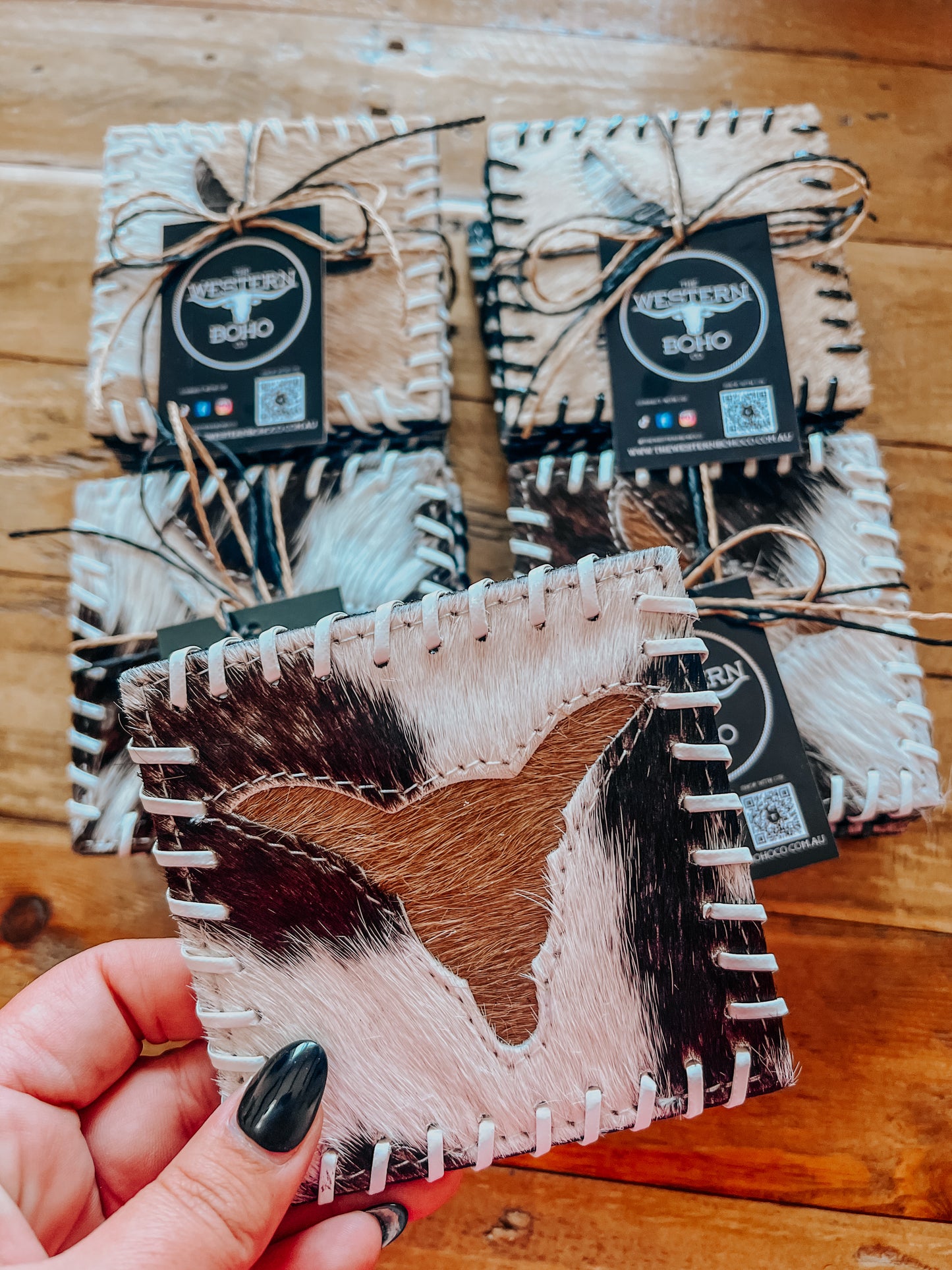 Square Cowhide Steerhead Coasters Set/6 - The Western Boho Co