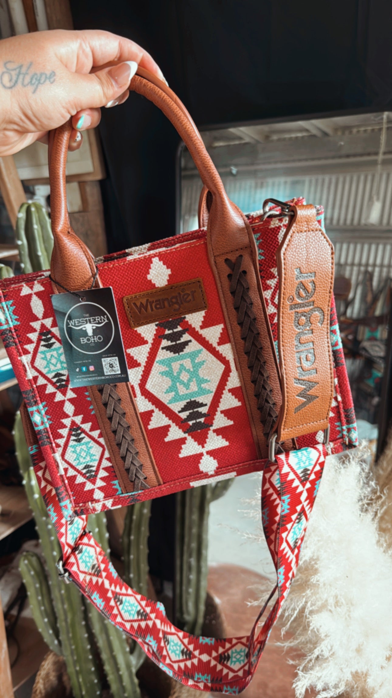 Red Wrangler Southwestern Small Tote/Crossbody - The Western Boho Co