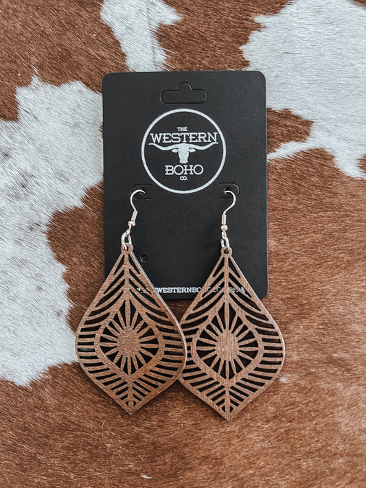 Wooden Teardrop Dangles - The Western Boho Co