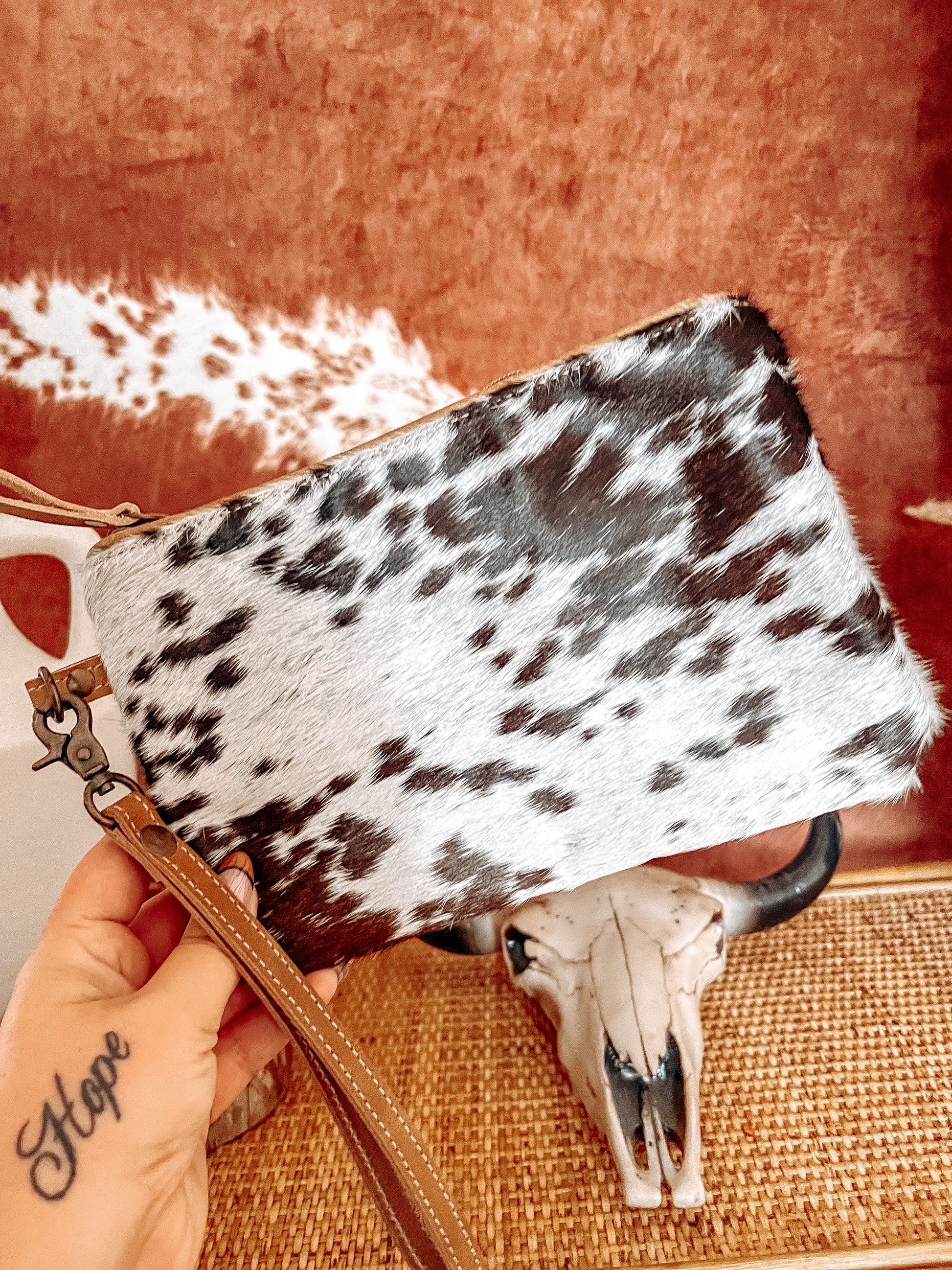 Black Cowhide Clutch - The Western Boho Co