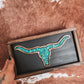 Wooden + Turquoise Stone Bull Hardwood Timber Sign - The Western Boho Co