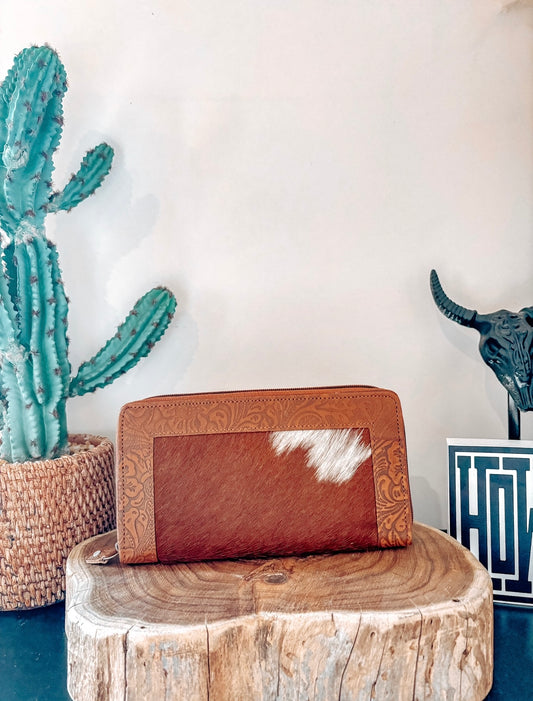 Embossed Cowhide Tooled Leather Wallet