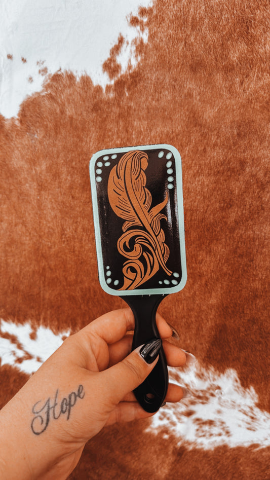 Feather Paddle Hair Brush - The Western Boho Co