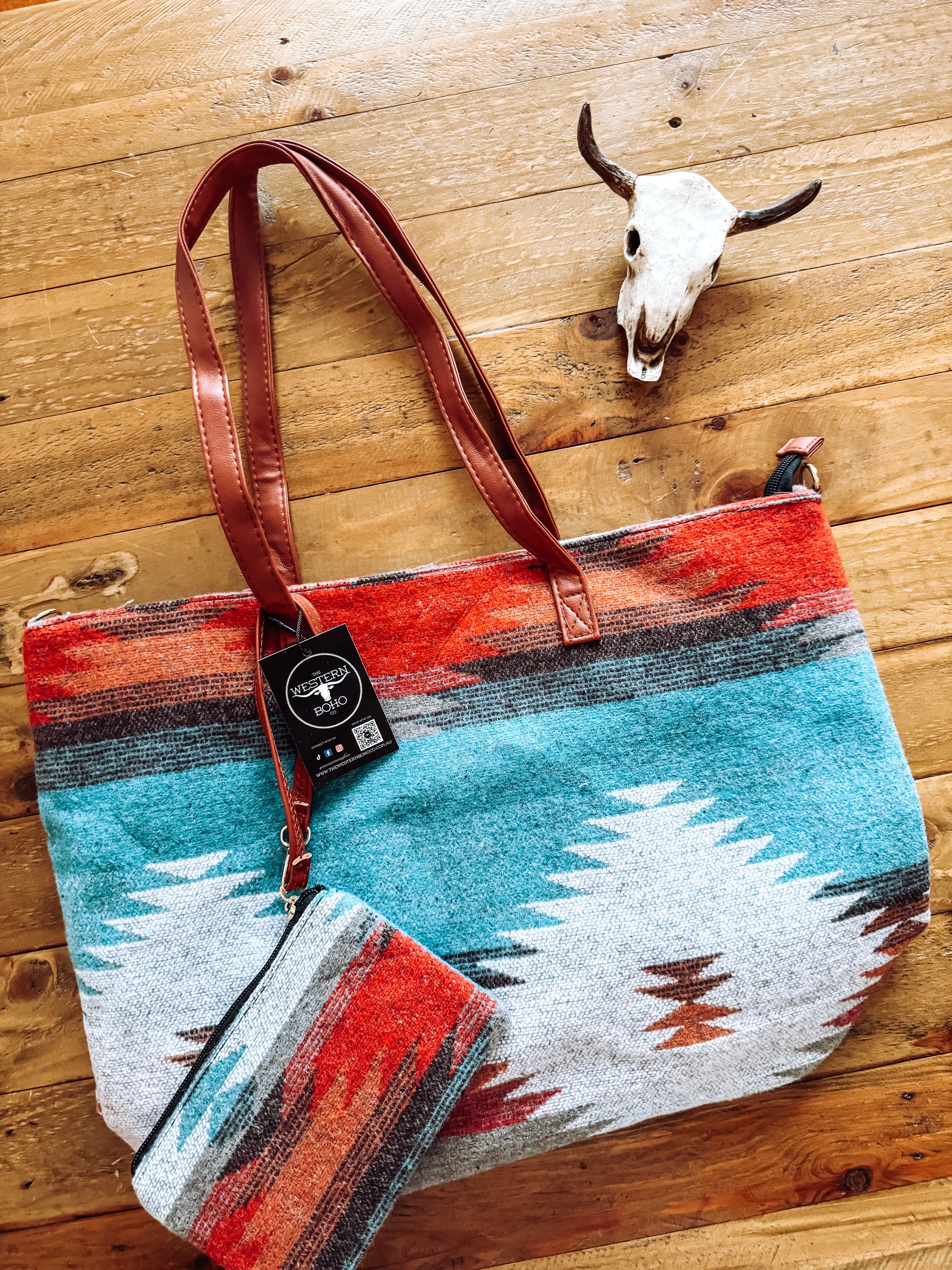 Aztec Tote Bag W/Clutch - The Western Boho Co