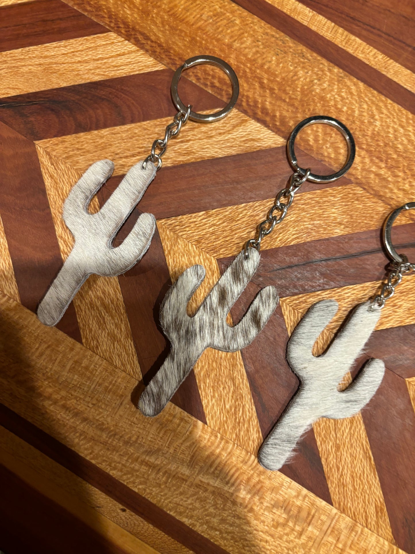 Cactus Cowhide Keyring