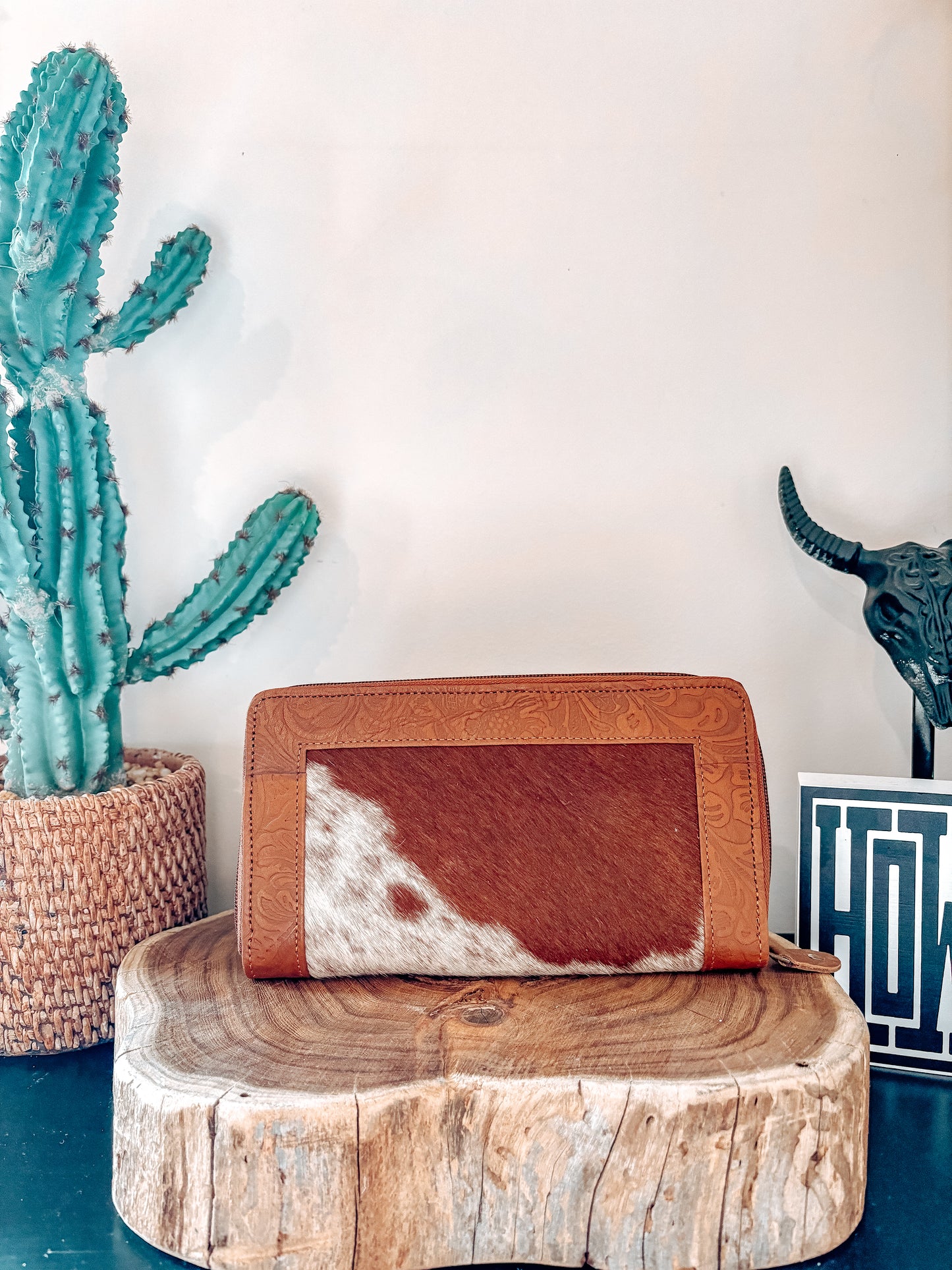 Embossed Cowhide Tooled Leather Wallet