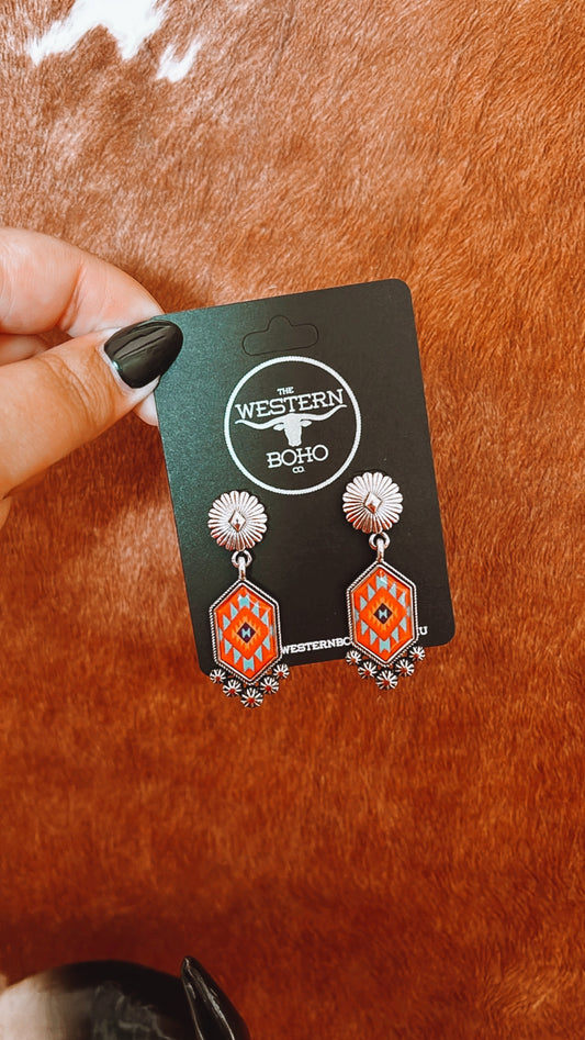 Comcho Aztec Dangle Earrings - The Western Boho Co