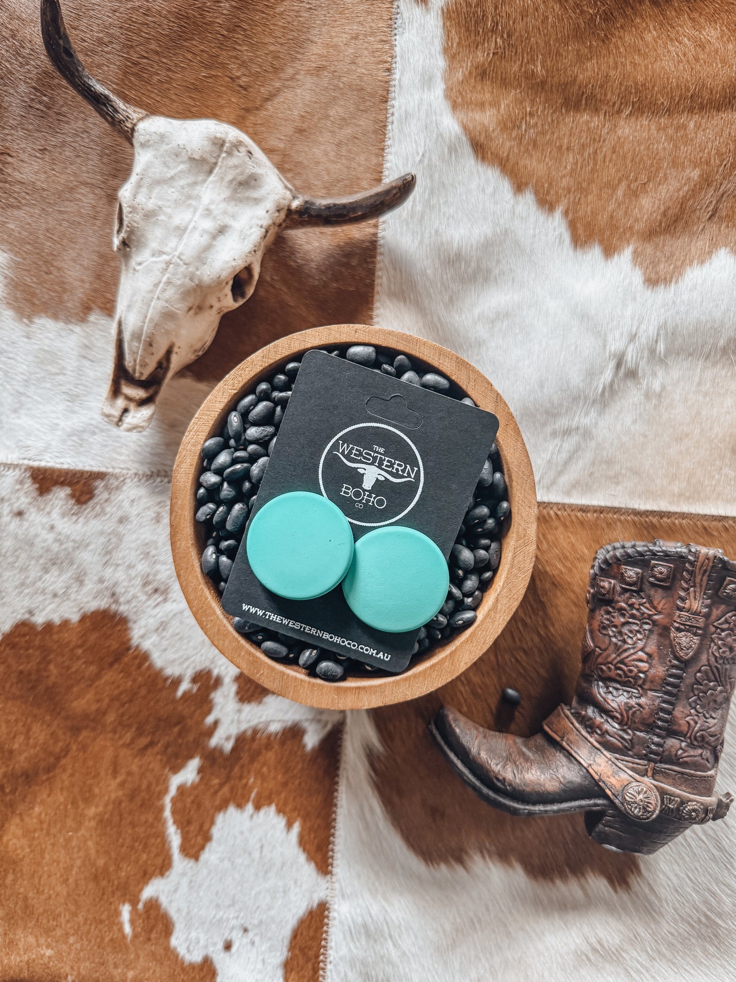 Turquoise Circle Studs - The Western Boho Co