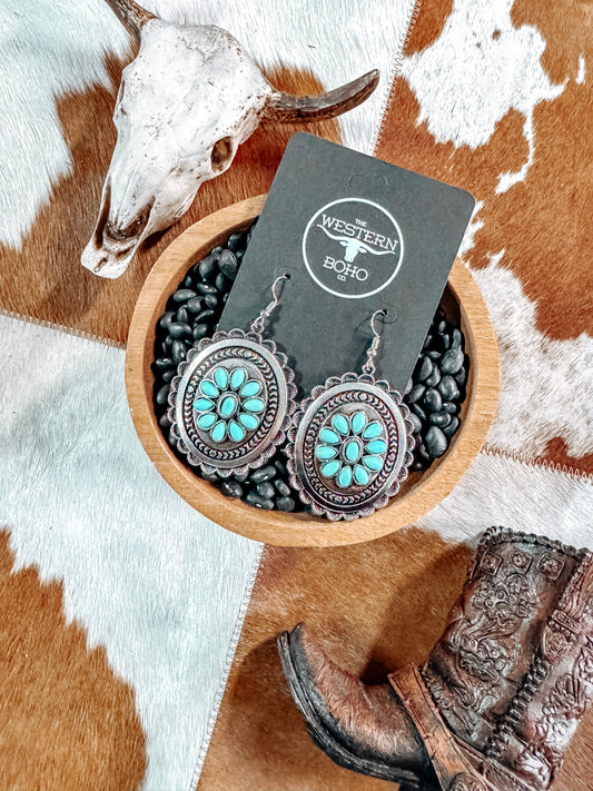 Turquosie Oval Concho Dangles - The Western Boho Co