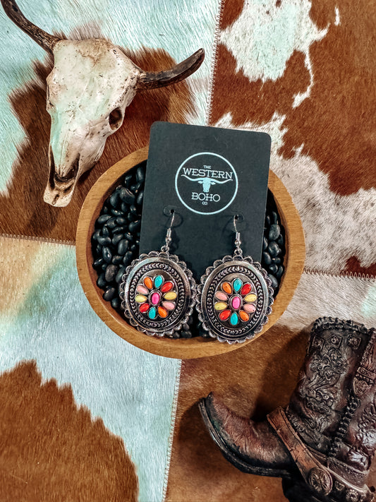 Multi Colour Oval Concho Dangles - The Western Boho Co