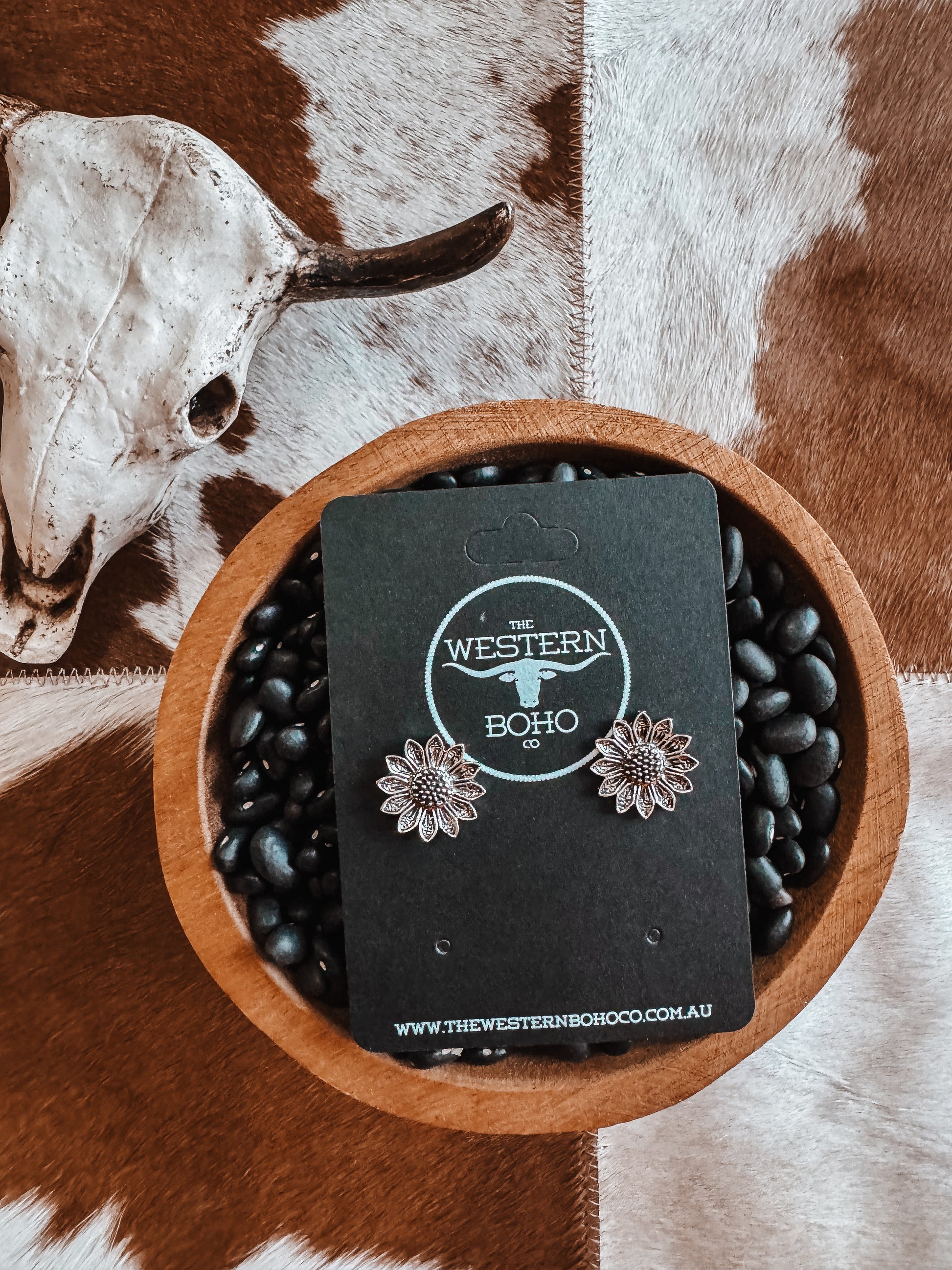 Silver Sunflower Studs - The Western Boho Co