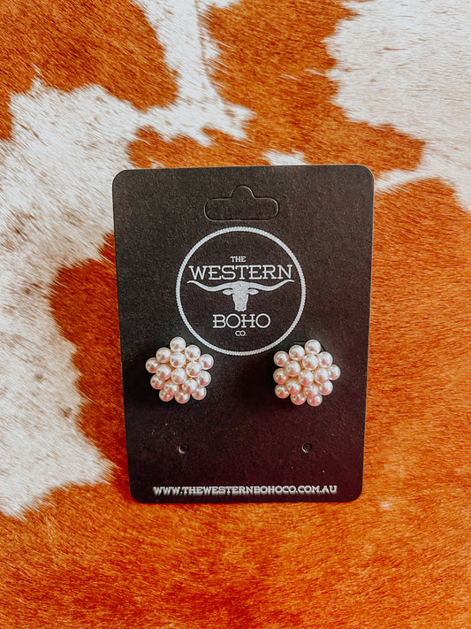 Small Pearl Cluster Stud Earrings - The Western Boho Co