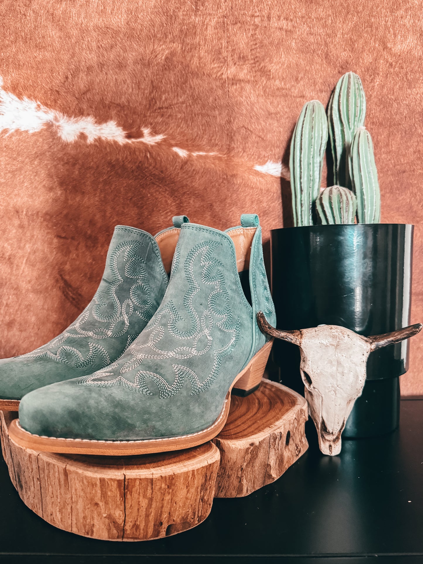 Turquoise Stitched Western Boots - The Western Boho Co