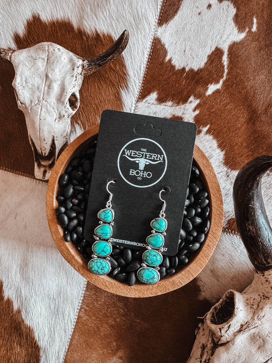 Turquoise Oval Drop Earrings - The Western Boho Co