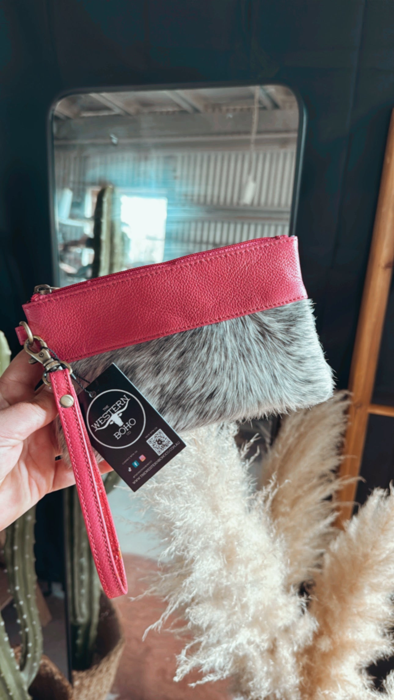 Small Pink Cowhide Clutch - The Western Boho Co