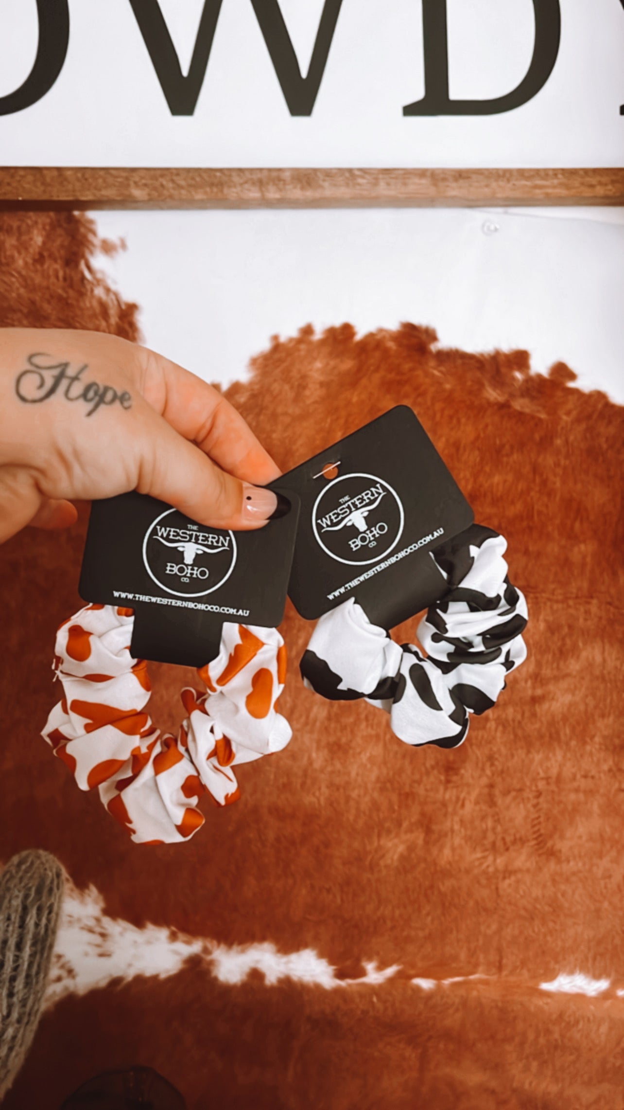 Cow print scrunchie - The Western Boho Co