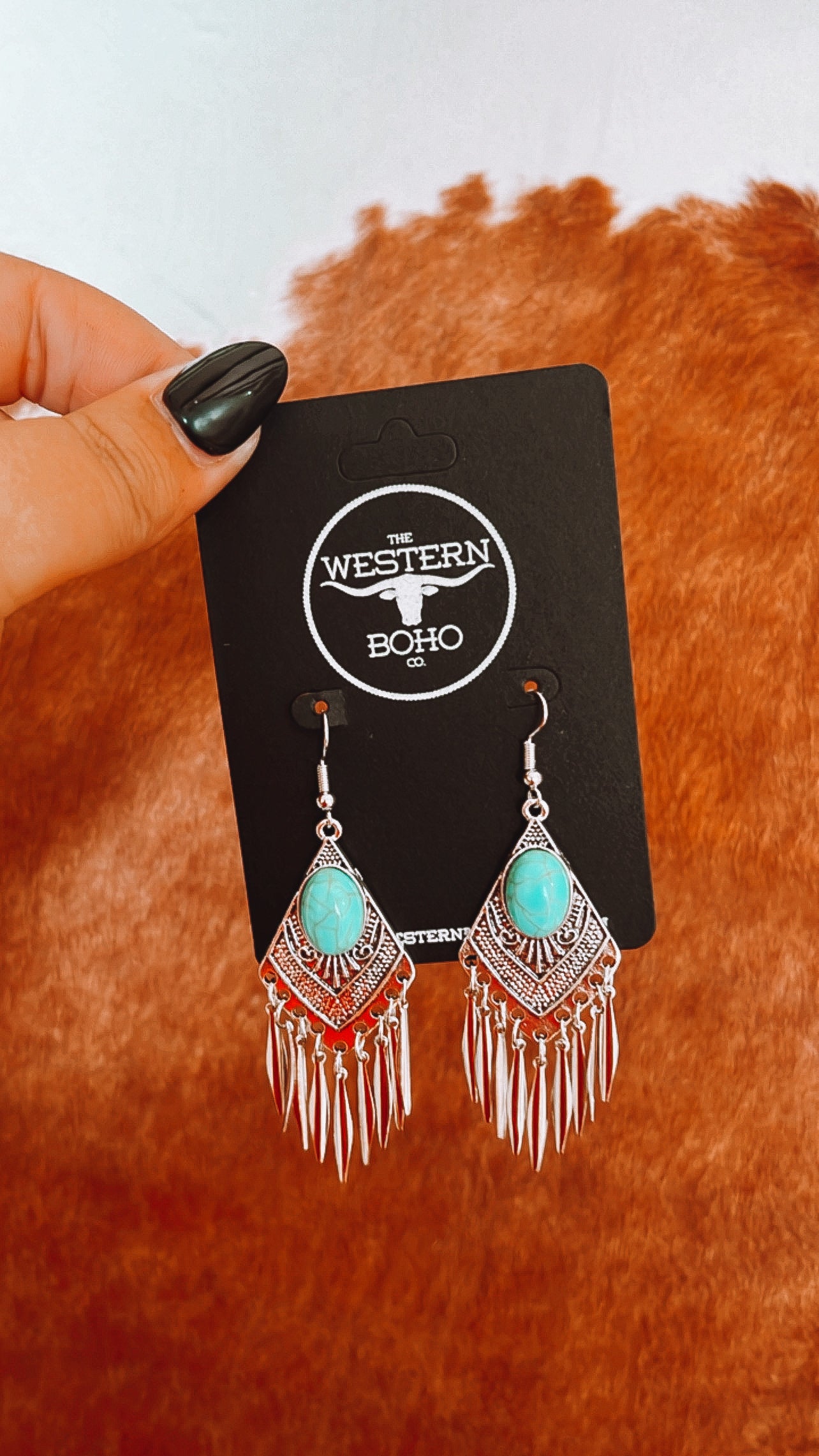 Turquoise + Silver Boho Dangle Earrings - The Western Boho Co