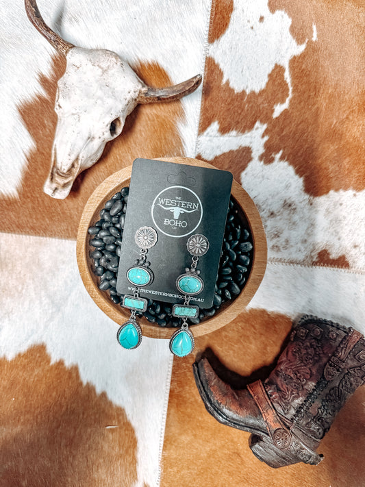 Turquoise Gem Layer Earrings - The Western Boho Co