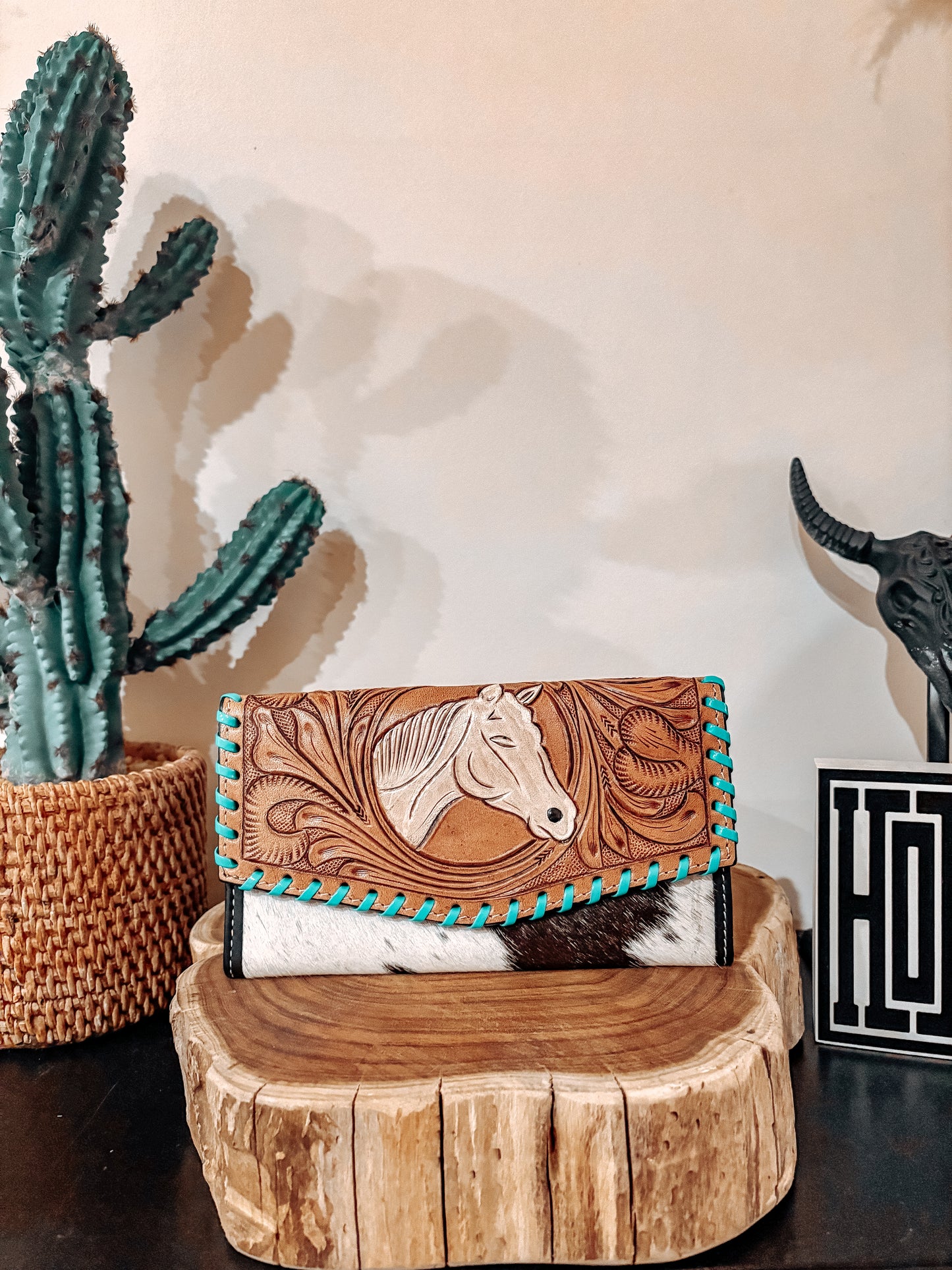 Horse + Turquoise Stitch Wallet