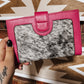 Hot Pink Leather + Black Cowhide Wallet - The Western Boho Co