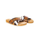 PRE ORDER Black Cowhide + Tooled Cross Sandals - The Western Boho Co