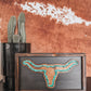 Wooden + Turquoise Inlay Bull Hardwood Timber Sign - The Western Boho Co