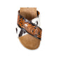 PRE ORDER Black Cowhide + Tooled Cross Sandals - The Western Boho Co