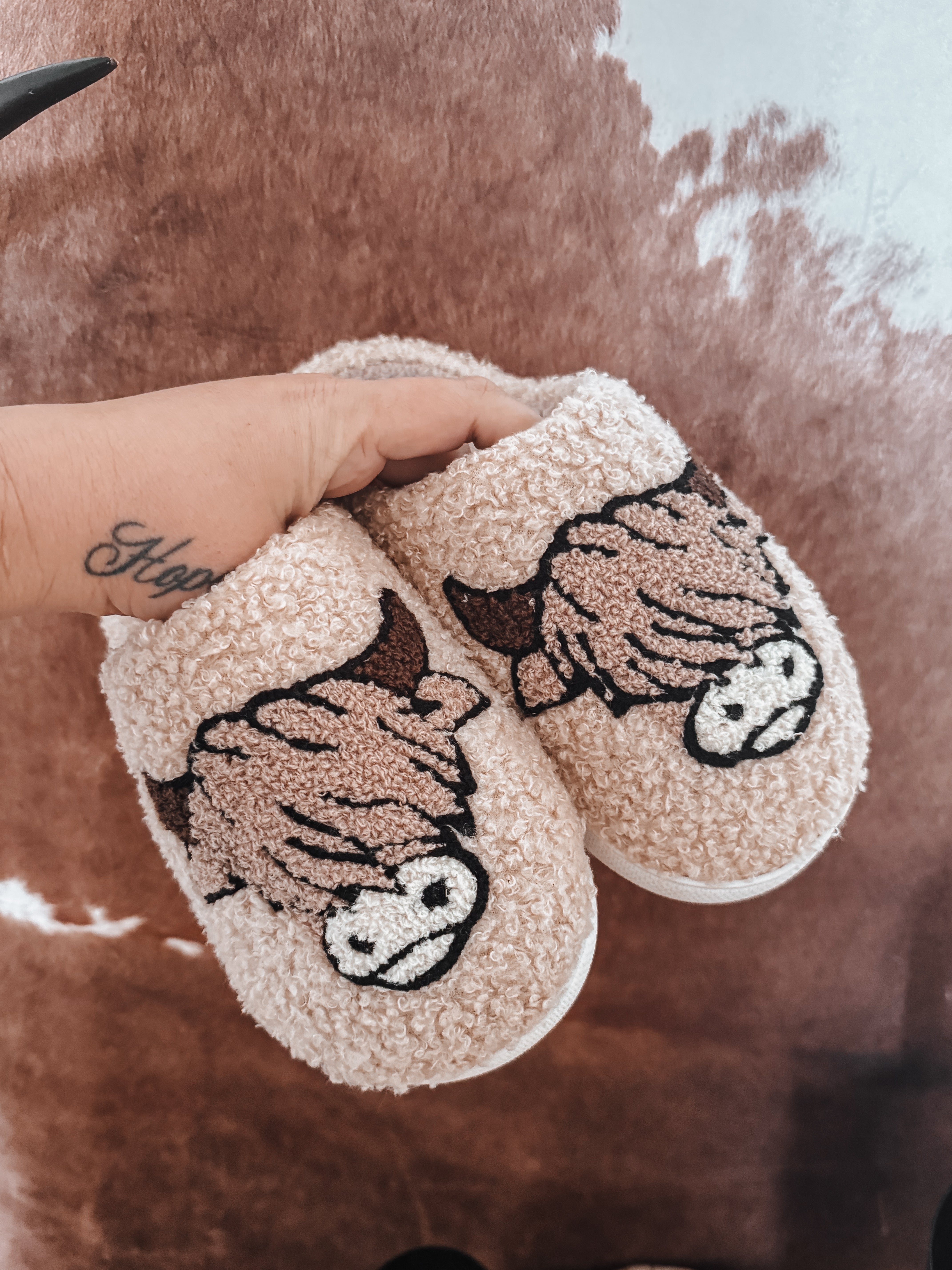 Highland Cow Slippers The Western Boho Co